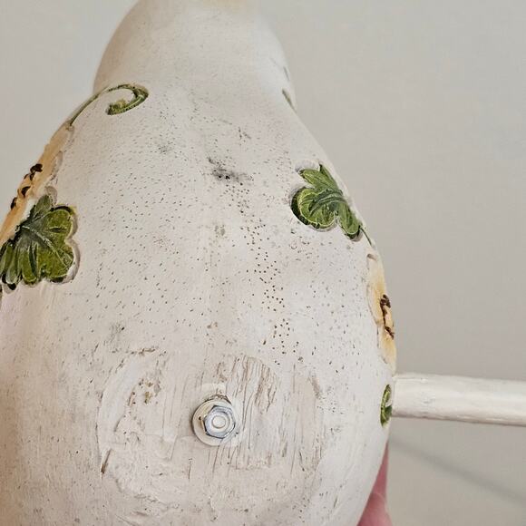 Charming Hanging Bird Shaped Bird House with Floral Accents and Metal Wings 9"L - Picture 7 of 10